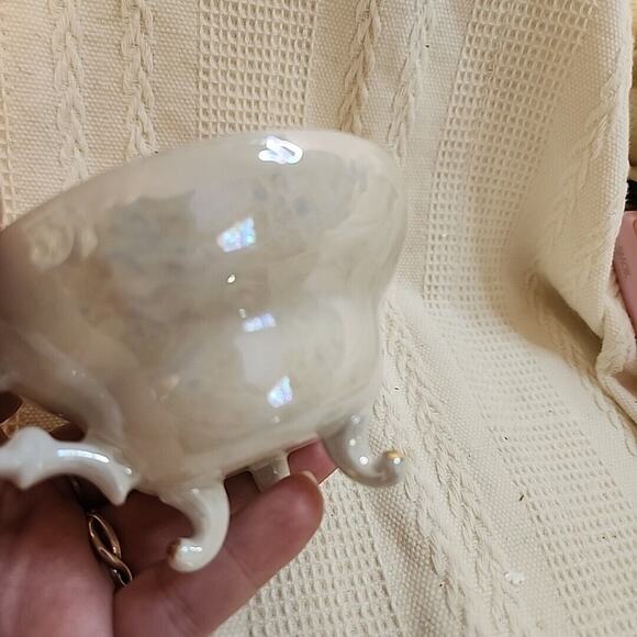 VTG Del Mar Japan Lustreware  Cup and Saucer Footed 24K Gold Trim Pastoral scene - Picture 13 of 14